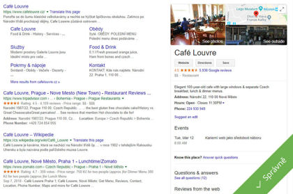 Stránka SERP Google. Příklad dobře optimalizovaného description