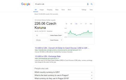 Rozšíření SERP Google: převod měn