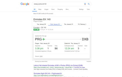 Rozšíření SERP Google: letecké spojení